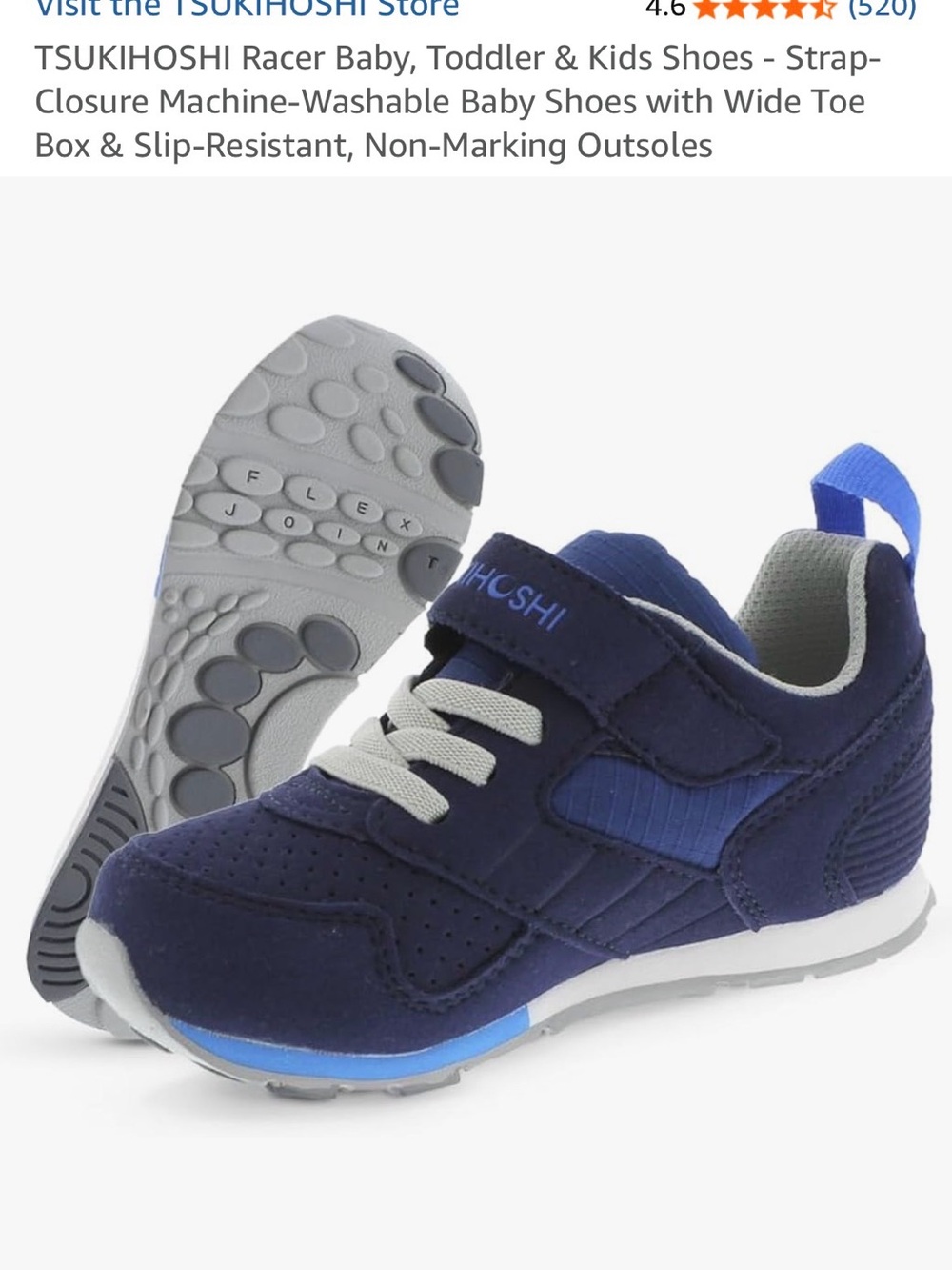 Tsukihoshi Navy and Royal Blue Kids Sneaker with Hook-and-Loop Strap